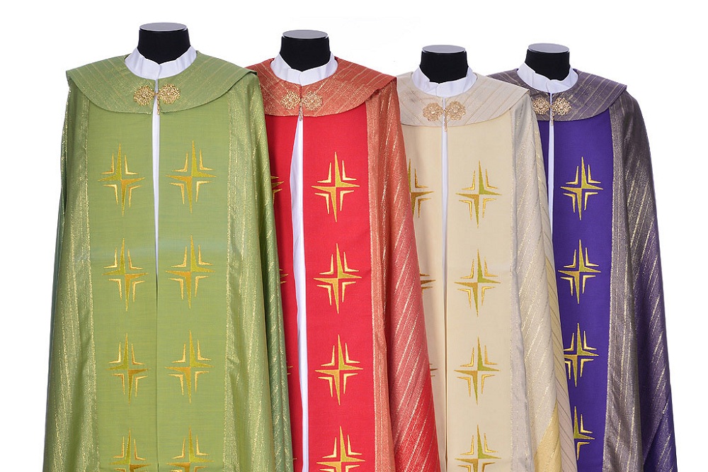 Liturgical cope: The vestment worn by priests in celebrations