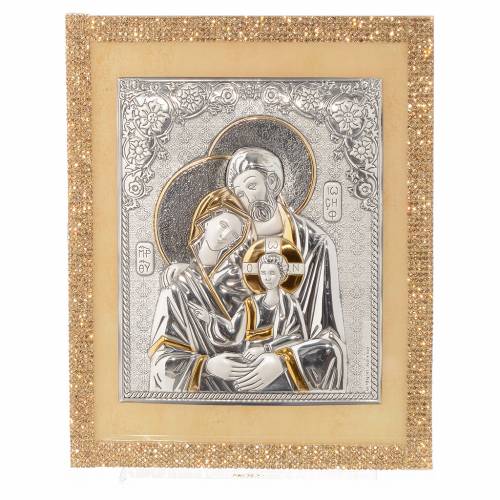 Picture of the Holy Family in Swarovski Gold and Silver