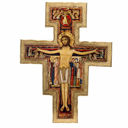 crucifix san damiano print on wood