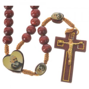 Rosary with Padre Pio and Merciful Jesus in wood