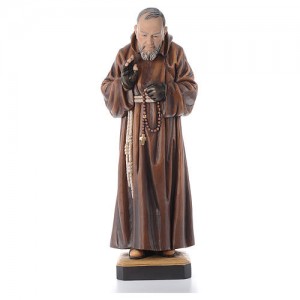 St Father Pio of Pietralcina wooden statue painted