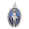 Miraculous Medal, oval in metal and blue enamel H30mm