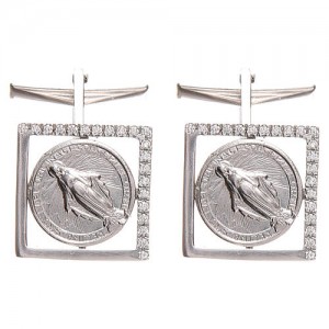 Cufflinks Silver 925, Miraculous Madonna 1,7x1,7cm