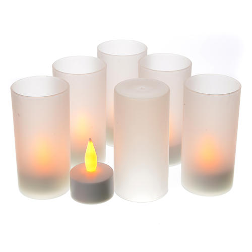 Tea light votive candles, rechargeable LED light, 6 pcs