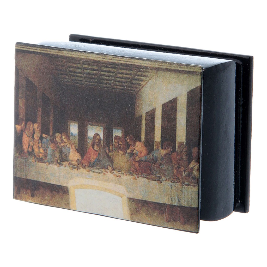 Russian papier-mâché and lacquer box The Last Supper 7x5 cm