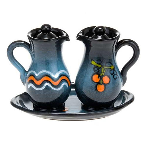 Ceramic amphora cruet set