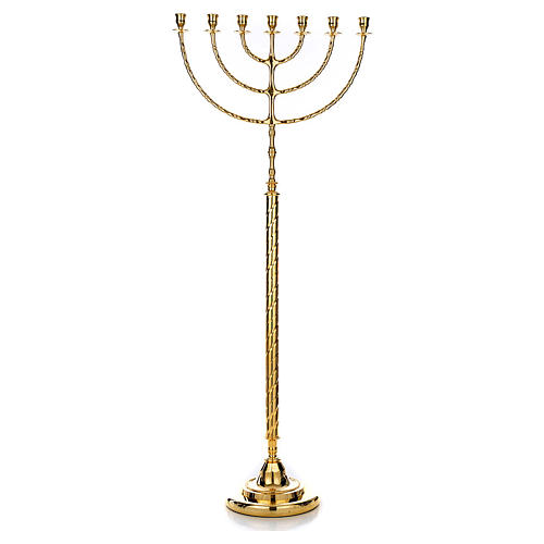 Candlestick Menorah in gold-plated brass with 7 flames