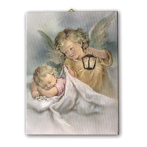 Painting on canvas Guardian Angel with lamp 70x50 cm