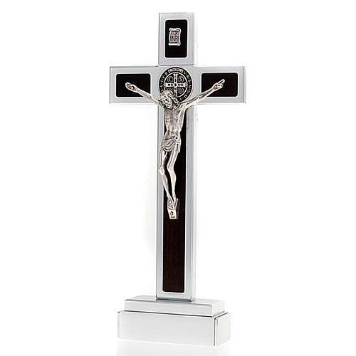 Saint Benedict cross with wood inlays and base (2)