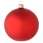 Bauble in red blown glass with satin finish 100mm