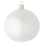 Bauble in white blown glass with satin finish 100mm