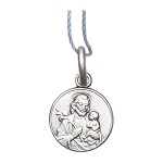 Rhodium plated medal with St. Joseph 