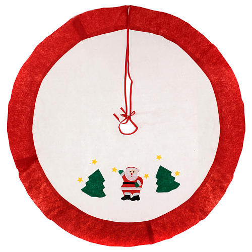 Christmas Tree base cover, white with red edge 105 cm