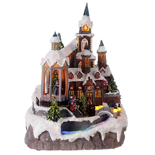 christmas village set with church