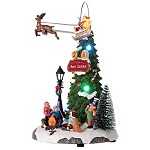 Christmas village set with firecamp and Santa in motion 30x20x20 cm