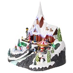Christmas village set with waterfall 15x12x13 in