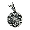 Round 925 silver Templar seal pendant