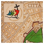Vatican Relief Map in Wood with Official Jubilee Logo, 35x35 cm, Limited Edition