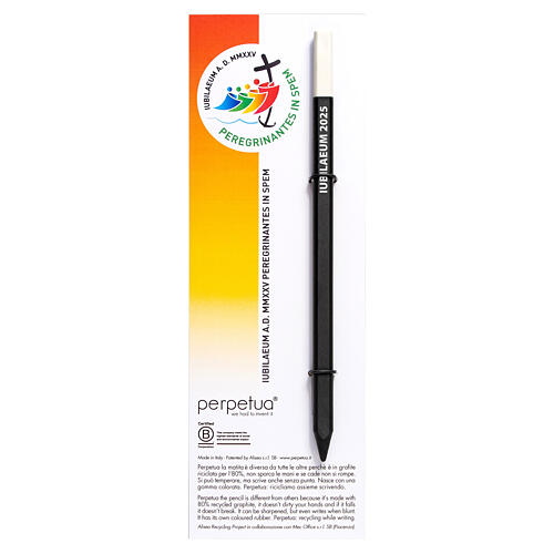 perpetua the pencil with official jubilee 2025 logo white eraser