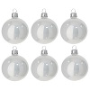 Set of 6 satin and shiny white blown glass balls 60 mm