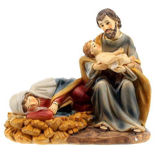 Holy Family statue Mary sleeping hand painted 10x15x10 cm 