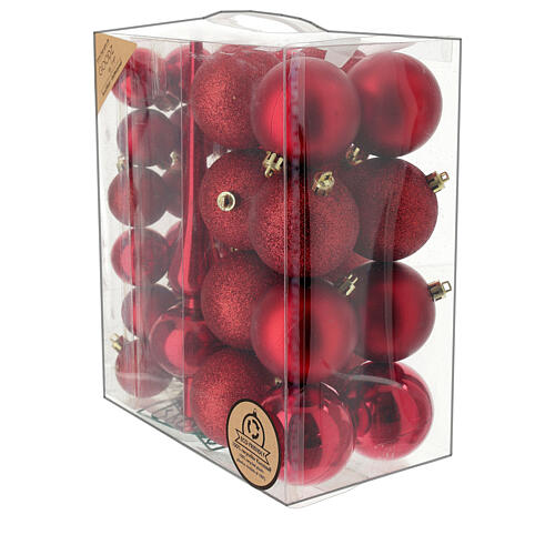 Red Christmas tree decoration set of 38 balls 40-60 mm 