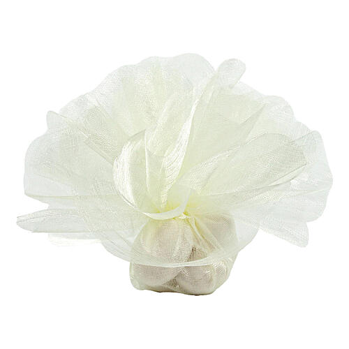 Lace gift favor bags 50 pcs round ivory 23 cm 