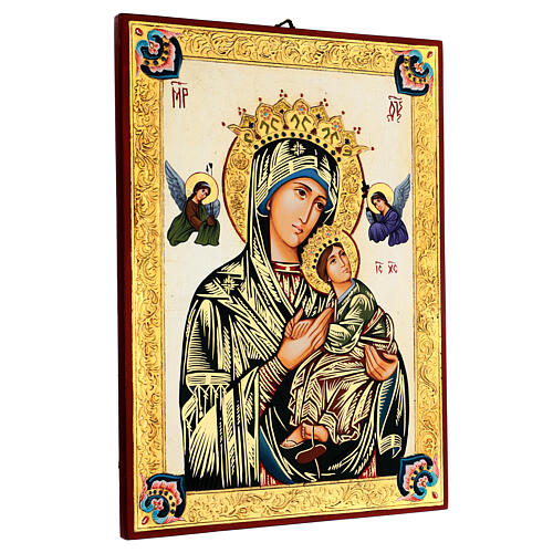 Our Lady of perpetual help icon with polychrome decorations 