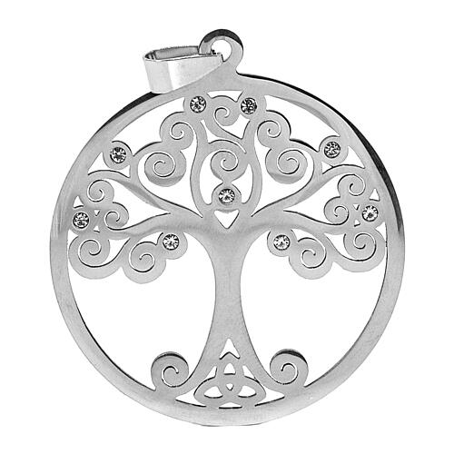 Tree of life silver pendant 5 cm with zamak rhinestones
