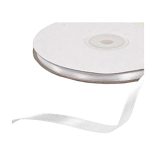 Double white satin ribbon 6 mm for favors 50 m