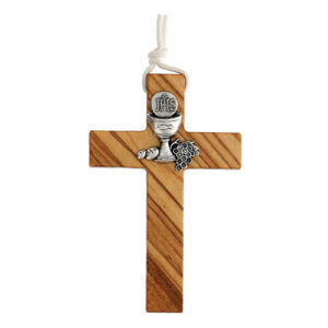 Cross first communion in olive wood