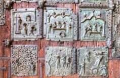 Basilica of San Zeno: the bronze tiles of its famous portal The Basilica of San Zeno