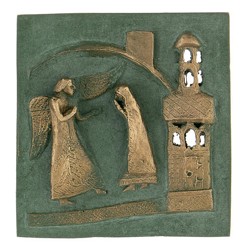 Tile panel Annunciation St Zeno Verona bronze hook